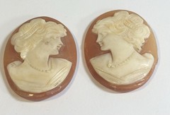 Antique Shell Cameos 2 Pieces 23mm X 30mm