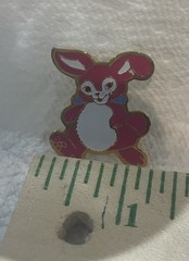 Vintage Pink Easter Bunny Brooch Pin Cartoon Look Tie Tack
