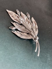 Vintage Carl-Art Sterling Silver Leaf Brooch Signed Floral