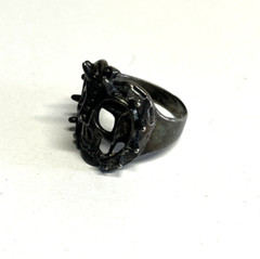Vintage G & S Gordon Smith 1985 Skull Mask Black Signed Biker Ring Sz 11.75