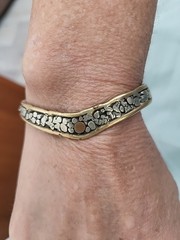 Bought at an estate sale Vintage Mixed Metals Gemstone Cuff Bracelet