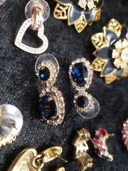 RHINESTONE Mixed Vintage Multi-Color Pierced Earrings LOT/10