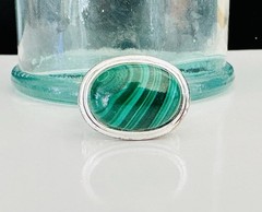 Designer Signed Sterling Silver 925 Ring Malachite