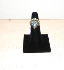 LOT OF FIVE (5) VINTAGE HOLLYCRAFT RINGS RED GREEN PASTEL YELLOW BLUE