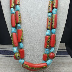 Vintage Venetian Gabri Style Glass Howlite Stone Beaded Necklace