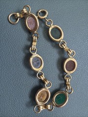 VTG Petite 12k Gold Filled Multi Gemstone Scarab Bracelet 6.25in
