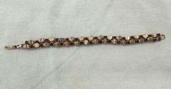 Vintage Red Rhine Stone Gold Tone Double Strand Bracelet 7 Inches