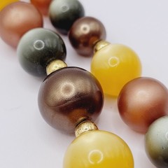 Autumn Colors Moonglow Lucite Bead Graduated Double Strand Vintage MCM Necklace