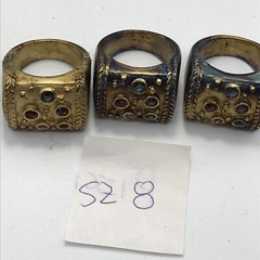 Vintage 18K HGE Plated Multi Color Crystals Unique Bold Look Ring varied sizes