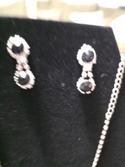 Vintage 2010 Black & Clear Rhinestones V Shaped Necklaces With 2 Pair…