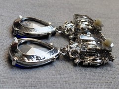 Vintage Style Cobalt Blue Teardrop Dangle Clip-On Earrings Statement Retro