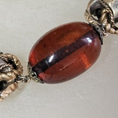 LOUIS ROUSSELET Necklace Amber Glass Beads & Brass 15″ Made In France Vintage