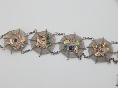 VTG 1940s Asian Silver Spiders on Spider Webs Necklace and Bracelet Set (CF110)