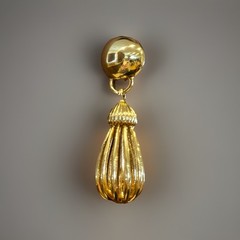 Vintage Gold Tone Cage Tassel Dangle Drop Earrings Runway Statement Jewelry 80s