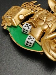 AJC vintage “LADY LUCK” gold tone 3D intricate details brooch