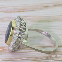 Art Deco Antique Vintage 4.50 Ct Natural Sapphire Engagement Ring 925 Silver