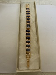 VTG 1970s Lapis Lazuli Watch/Bracelet Gold Tone Smithsonian Institution, Unused