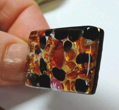 Fantastic! MURANO 1.5″ Black, Orange, Gold Halloween Toned Glass Pendant!