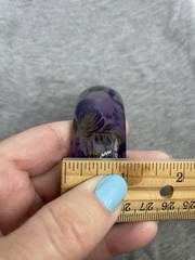 Vintage Round Shape Lucite Purple Flowers 7.67” Boho Bangle Bracelet READ