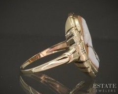 Antique 10k Yellow Gold Natural Cameo Diamond Ladies Ring 3.1g p18559b