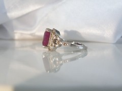Vintage Sterling Silver 925 Raw Natural Ruby Diamond Ring Size 6