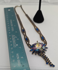 Frank Rifas Signed AB Rhinestone Bib Necklace & Earrings Set Vintage Glam 💎✨🖋️