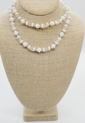 Miriam Haskell Beaded Necklace 31 in White Vintage Asymmetrical Signed