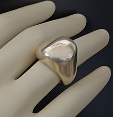 Chunky Sculptural Sterling Silver Ring Modernist Asymmetrical Puffy Bold 925 VTG