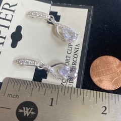 Napier Silver Tone Drop Dangle Clip On Earrings