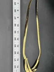 Vintage Napier Necklace Textured Gold Tone Art Deco Style Fold Over Clasp Signed
