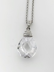 Vintage Silver Tone Crystal Tear Drop Pendant Necklace With Rhinestones Signed N