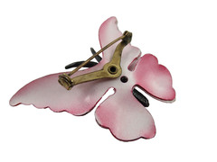 Vintage Pink Enamel Butterfly Brooch, Pin 2-1/4″