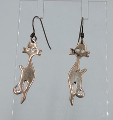 VTG 925 Cat Silhouette 1.5in Drop Earrings Sterling Silver 3g Patina Intact READ