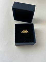Vintage Yellow Cubic Zirconia Ring Gold Plated Womens Size 8.5