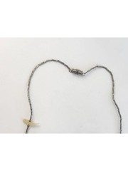 Mother of Pearl Accented Clip Fetish Sterling Silver 925 Vintage Necklace – 15″