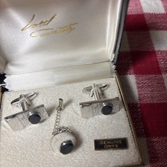 Mens Cuff Link +Tie Bar Set Black Gold Lord Coventry Vintage in original box