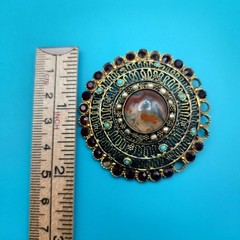 Israel Gilt Silver 935 Filigree Missing Stones Brooch Pendant Vintage