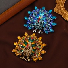 Vintage Retro Yellow Crystal Thanksgiving Turkey Roast Brooch Pin Jewelry Gift
