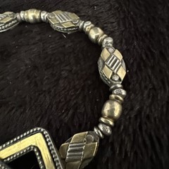 Vintage 925 Sterling Silver And Brass Bracelet 22 Grams