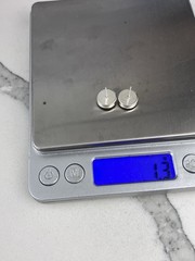 Vintage 925 Sterling Silver Blue Green Glass Circle Stud Earrings