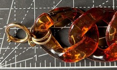 vtg chunky lucite tortoise shell link necklace 15.5+3″