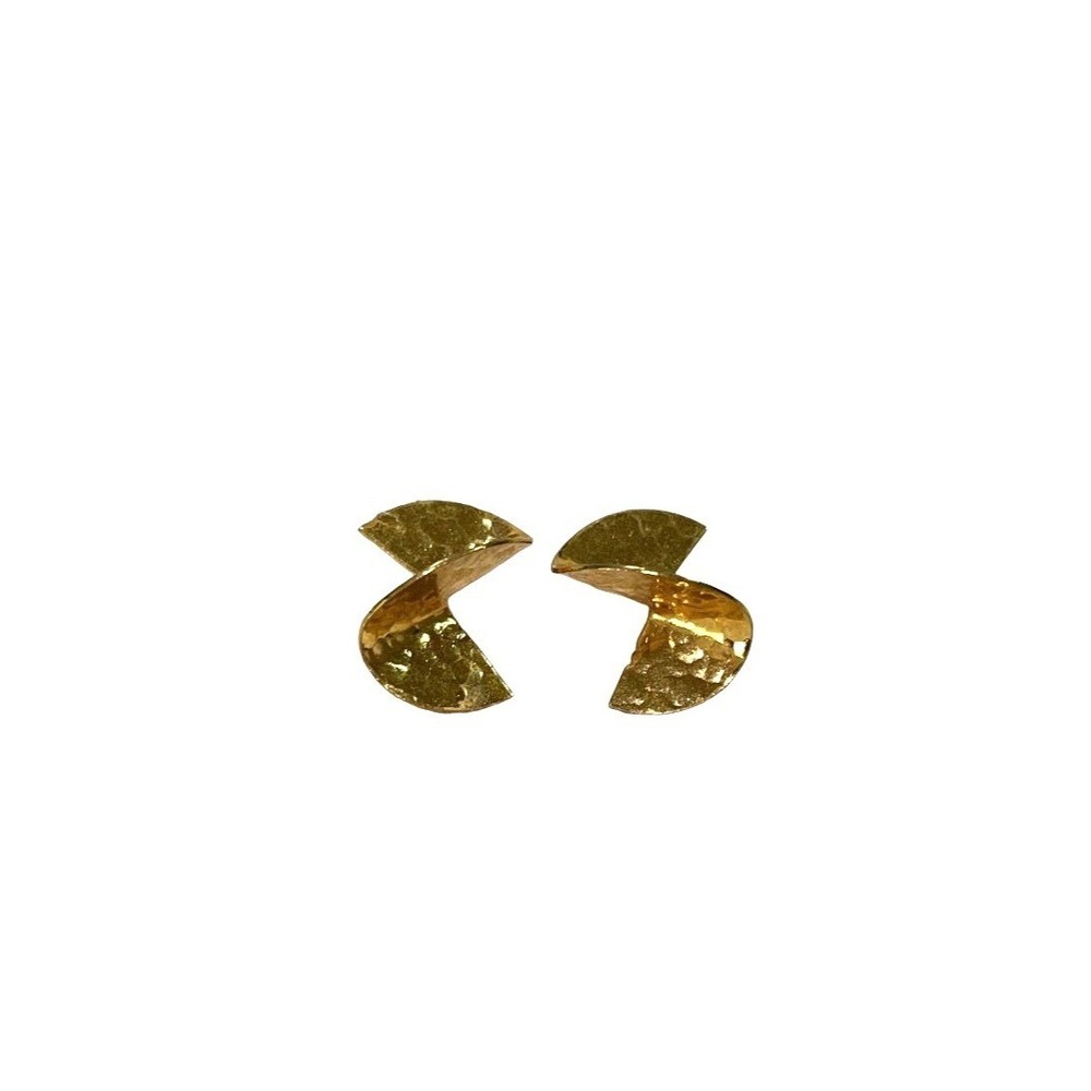 Vintage Twist Fan-Shaped Golden post earrings .5 inches