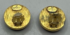 Vintage Givenchy France Brutalist Faux Cinnabar Button Clip-On Earrings 1977