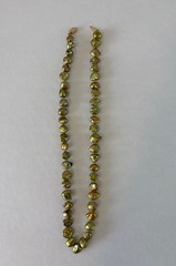 Freshwater Baroque Pearl Necklace Golden Green Knotted Strand 14K Gold Clasp 18″