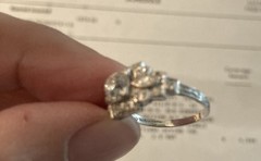 VINTAGE PLATINUM RING OLD EUROPEAN CUT CENTER STONE .85 CT