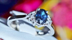14k white gold sz 7.75 ring 1.00ct natural, treated sapphire diamond 3.30g N3397