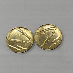 Retro Stud Button Earrings Red Green Blue Purple Gold Swirl Enamel 1980s Pierced