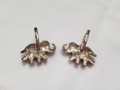 Vintage Elephant Earrings AB Crystals Black Enamel Silvertone Trunk Up Good Luck