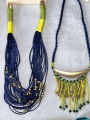 Lot of 5 Vintage Adjustable Necklaces Glass, Metal & Plastic Beads (J) (58)