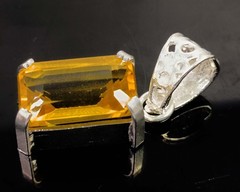 25 Ct Natural Yellow Sapphire Pendent Emerald Shape 925 Silver EGL Gemstone 6AHN